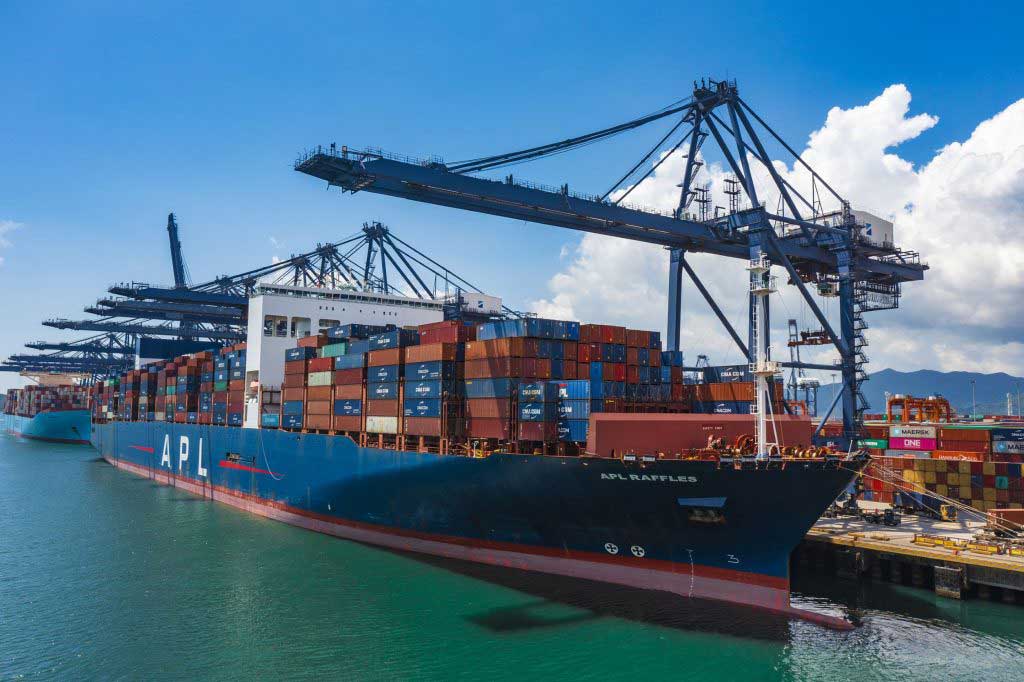 cargo ship container being loaded